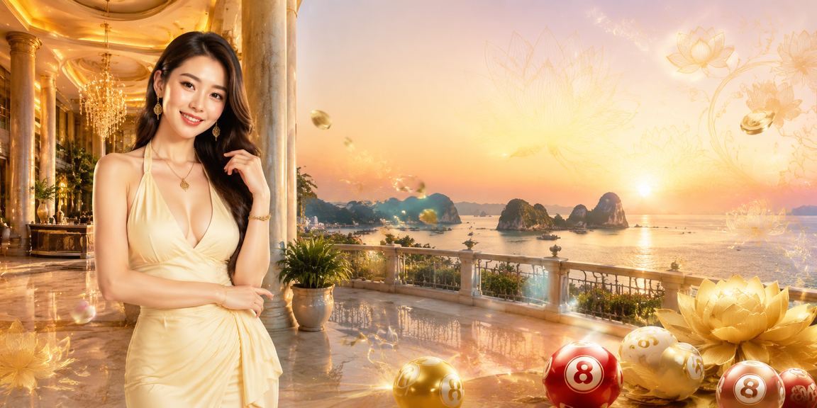 Khung cảnh bãi biển Ninh Bình với người dùng theo dõi xổ số trực tuyến